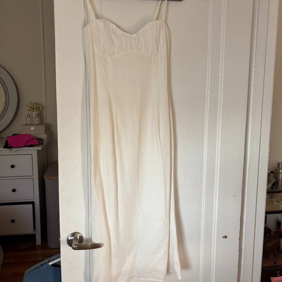 Park & Fifth White Linen Blend Midi Dress — Size Small - Picture 1 of 13